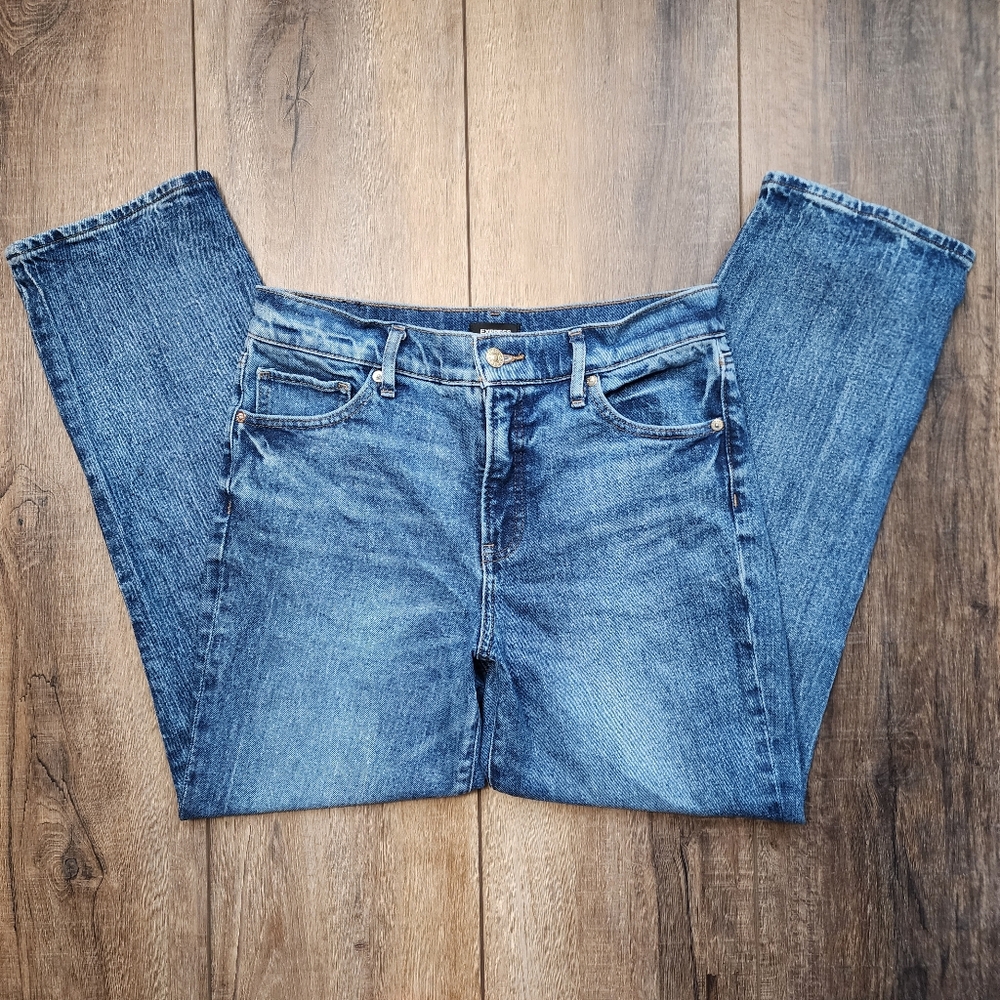 EXPRESS straight ankle high rise medium wash  jeans size 8r
